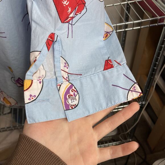 Vintage Chatterprintz Women's Quirky Chinese Food Button Up Shirt Size L Roomy - Picture 8 of 10